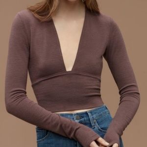 NWT Aritizia Wilfred Free Bridgette Shirt Crop